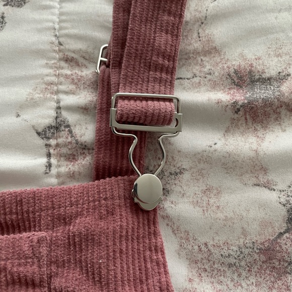 Pink corduroy overall bib pinafore suspender dress, size S Barbiecore boho - Picture 12 of 16